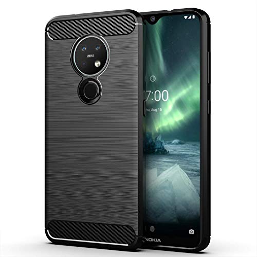 Product Cover REALIKE Nokia 6.2 / Nokia 7.2 Back Cover, Carbon Fiber Durable, Anti Scratch Soft TPU Back Cover for Nokia 6.2/Nokia 7.2 (Carbon Black)