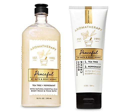 Product Cover PEACEFUL Aromatherapy Tea Tree + Peppermint Body Wash/Foam Bath & Body Cream Duo