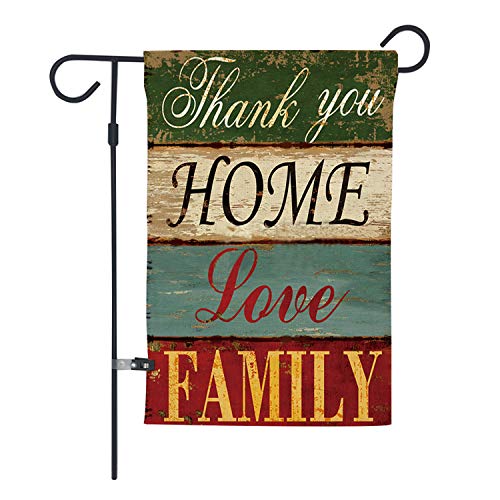 Product Cover Welcome Home Burlap Garden Flag - Double Sided Rustic Yard Flag Design, Premium Burlap Material, Small Yard Flag Outdoor Decoration 12.5 x 18 Inch, FREE BONUS Anti-Wind Clip and Rubber Stopper