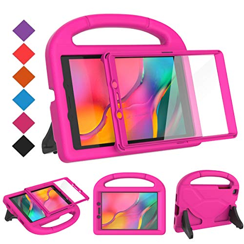 Product Cover BMOUO for Samsung Galaxy Tab A 8.0 Case 2019 SM-T290/T295, Tab A 8.0 2019 Case with Screen Protector, Shockproof Light Weight Handle Stand Galaxy Tab A 8.0 inch 2019 Kids Case Without S Pen - Rose