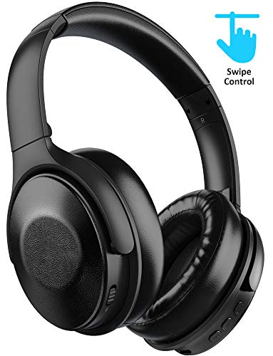 Product Cover Active Noise Cancelling Headphones Bluetooth 5.0 Wireless Headphone, MEBUYZ Touch Control Quick Charge Over Ear with Mic Hi-Fi Sound 30 Hours Playtime ANC Headset, Soft Protein Earpads with PU Leather