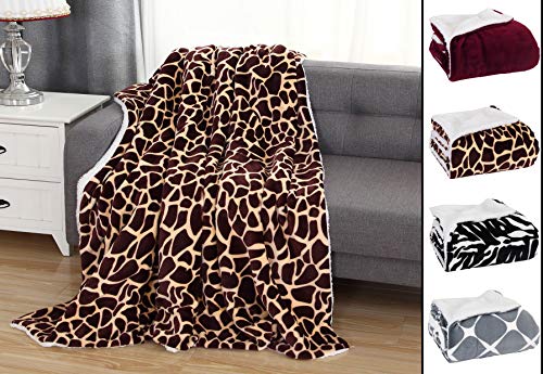 Product Cover ElegantComfort Luxury Ultra-Plush Velvet Touch Fleece Throw Soft, Warm, Cozy| Micromink Sherpa-Backing Reversible Blanket for Bed, Sofa and Couch, (50 x 60), Giraffe