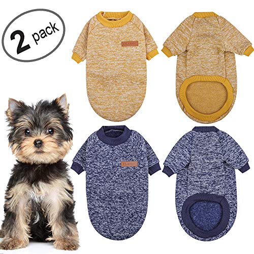 Product Cover KOOLTAIL Dog Sweater Winter Clothes 2 Pack - 2 Colors Soft and Warm Suitable for Tiny Small Medium Dogs Puppy Pet Fall Sweaters Fashionable