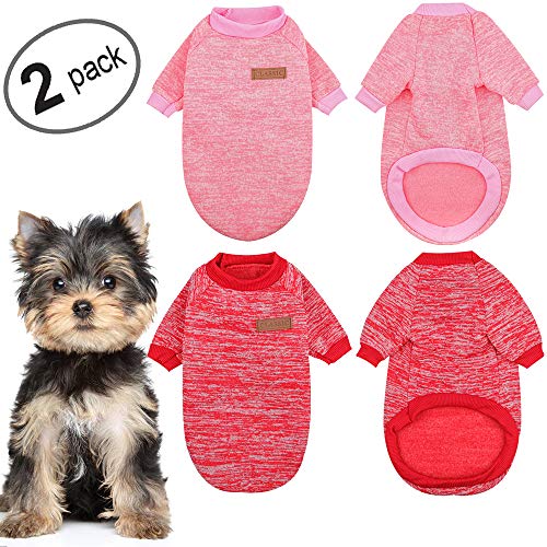Product Cover KOOLTAIL Dog Sweater Winter Clothes 2 Pack - 2 Colors Soft and Warm Suitable for Tiny Small Medium Dogs Puppy Pet Fall Sweaters Fashionable