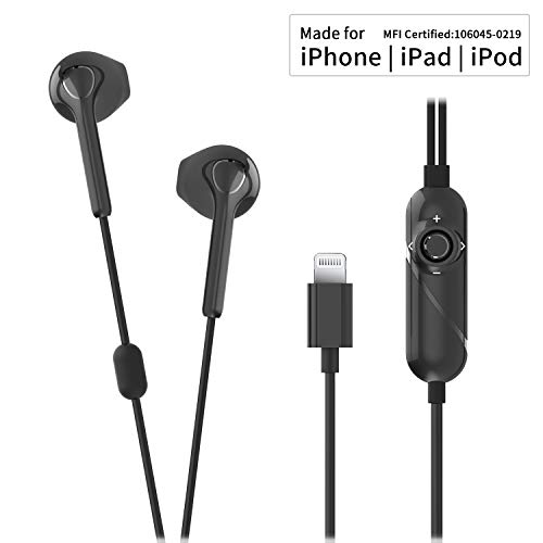 Product Cover MFi Certified Wired Lightning Earbuds for iPhone iPad iPod, Headphones with Microphone and Lightning Connector, 3D Surround and Stereo Function Transform Earphones