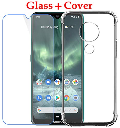 Product Cover Jkobi Value Combo of Silicon Shockproof Corner TPU Back Cover and Explosion Proof Quality Tempered Glass for Nokia 6.2 -Transparent
