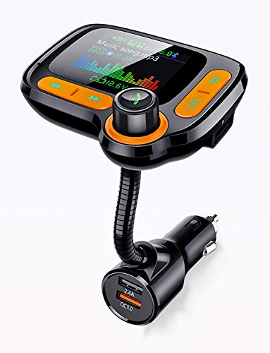 Product Cover Car Calling Hands Free Adapter, Bluetooth FM Transmitter for Calls& Music, Dual USB Charger, TF Card & USB Flash Drive, Compatible with iPhone,iPad, Samsung Galaxy, HTC, iOS, Android Phone