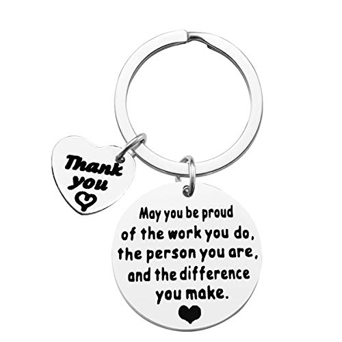 Product Cover Thank You Gift Appreciation Jewelry Make A Difference Keychain Gift for Volunteer Appreciation Coach Mentor,Employee Gift,Social Worker Gift,Teacher Keyring