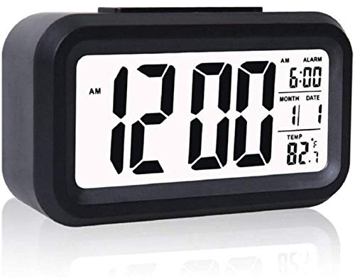Product Cover Elegant EnterpriseTM Digital Smart Backlight Battery Operated Alarm Table Clock with Automatic Sensor, Date & Temperature (Black)
