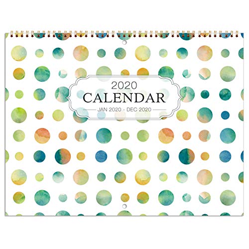 Product Cover 2020 Wall Calendar - Wall Calendar 2020 Monthly Calendar with Inner Pocket and Pen Loop,Large Ruled Blocks, 22.9