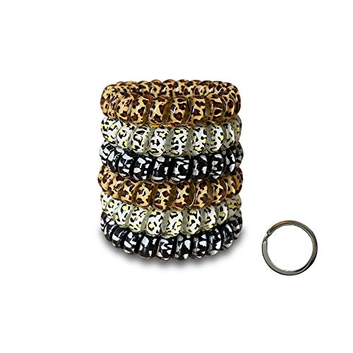 Product Cover Spiral Hair Ties,Large Hair Ties，Macaron Color WaterProof Hair Ties/Leopard Print Spiral Hair Ties (6 pieces) (Leopard)