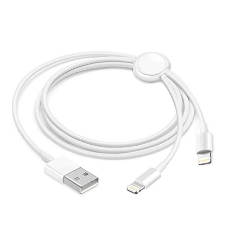 Product Cover Aneys 3 in 1 Charger Compatible with Apple Watch, Wireless Charger Magnetic Smartwatch Cable Compatible with iWatch Series 5 4 3 2 1 and iPhone 11 pro 11 Xs XR X Max 5 6 7 8 Plus - 3.3ft - White