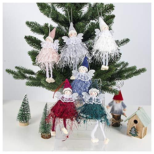 Product Cover 6 PCS Christmas Tree Decorations Ornaments Set,Christmas Tree Pendant Plush Angel Ornaments Doll Hanging Tags Hanging Christmas Tree Decoration Pendants for Xmas Home Party Holiday Decorative