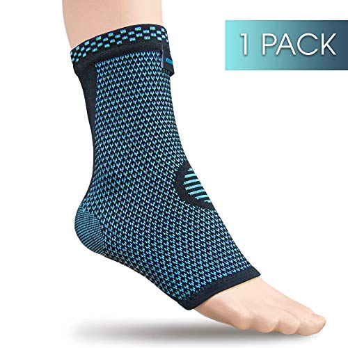 Product Cover Keenhealth Ankle Compression Sleeve - Ankle Support for Men and Women - Recovery from Achilles Tendonitis, Sprains and Arthritis - Support for Tennis, Running and Volleyball (Blue 1-Pack, M)