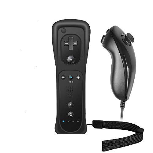 Product Cover Wii Remote Controller and Nunchuck Controller Compatible for Nintendo Wii&Wii U Console - with Silicone Case and Wrist Strap (Black)