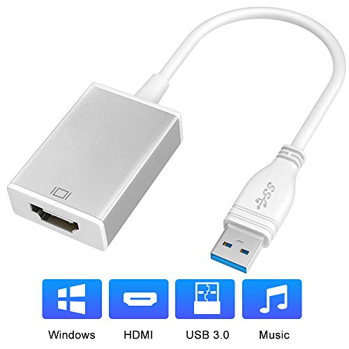 Product Cover USB to HDMI, USB 3.0 to HDMI Adapter with HD 1080P, Video Audio Graphics Converter for HDTV, Compatible with Windows 7/8/10 PC [Not Support Mac/Vista]