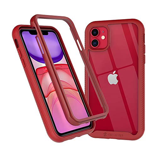 Product Cover CellEver iPhone 11 Case, Clear Full Body Heavy Duty Protective Case Anti-Slip Full Body Transparent Cover Fits Apple iPhone 11 (Screen Protector Not Included) (6.1 inch, 2019) - Red
