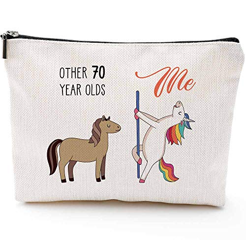 Product Cover 70th Birthday Gifts for Women - 1949 Birthday Gifts for Women, 70 Years Old Birthday Gifts Makeup Bag for Mom, Wife, Friend, Sister, Her, Colleague, Coworker(Makeup bag-70th Unicorn)