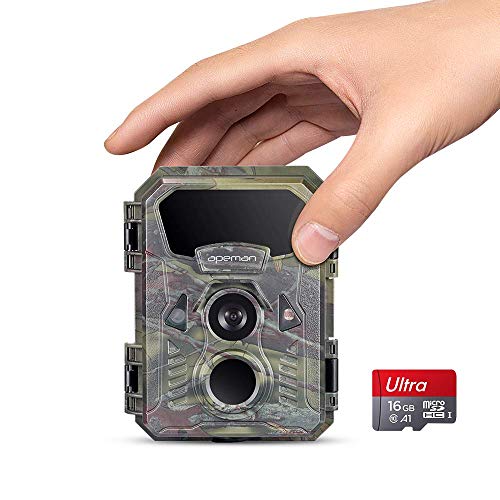 Product Cover APEMAN Mini Trail Camera 16MP 1080P with 16GB Micro SD Card Waterproof Night Vision Game Camera for Wildlife Detecting, Home Security