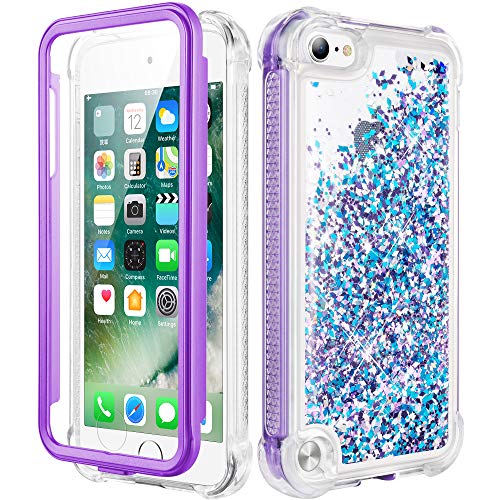 Product Cover Caka iPod Touch Case 5th 6th 7th Generation, iPod Touch 5 6 7 Glitter Case for Girls Full Body Case with Built in Screen Protector Bling Floating Liquid Cute Case for iPod Touch 5 6 7 (Blue Purple)
