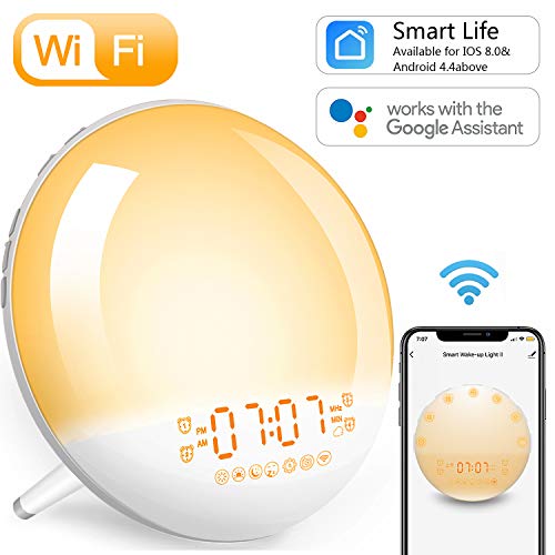 Product Cover Sunrise Alarm Clock Wake-Up Light - Smart WiFi,Natural Light Digital Alarm Clocks Radio for Bedroom,Work with Alexa,Google Home,Snooze,USB Charger,4 Alarms,7 Sounds,for Adults Kids and Heavy Sleepers