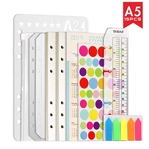 Product Cover 2 Pack A5 Refill Lined Paper Set, 45 Sheet/Pack, A5 6-Holes Inserts Refillable White Paper 180 Pages for A5 Refillable 6-Ring Binder Journal Diary Notebooks