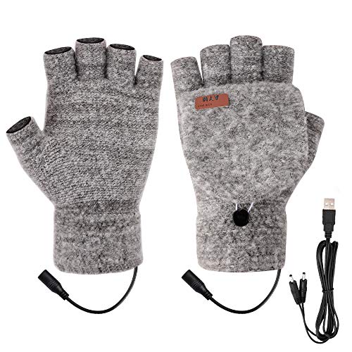 Product Cover Unisex USB Heated Gloves,Winter Full & Half Fingers Warmer Laptop Gloves for indoor or outdoor winter usb powered knitting hands warmer