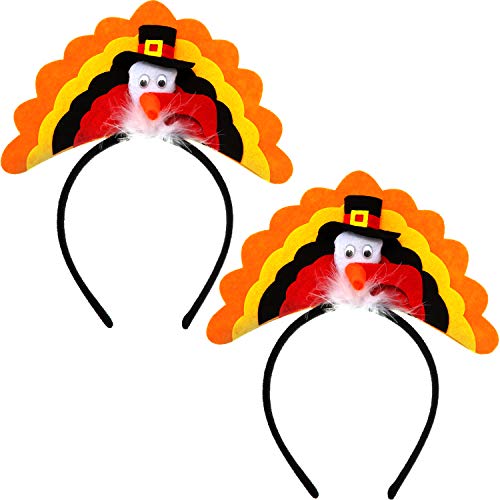 Product Cover Thanksgiving Funny Turkey Headband Turkey Headbands Party Accessory for Children Costume Accessory Gift (2 Pieces)