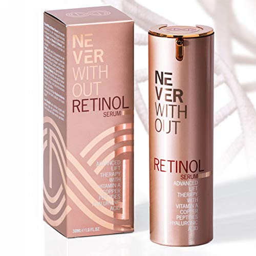 Product Cover RETINOL SERUM Highly Effective Anti Aging Serum & Retinol Cream Moisturizer -Made in Germany- Face Serum With Vitamin A, HYALURONIC ACID & Copper LIFTING Peptides