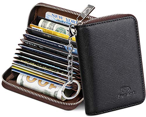 Product Cover FurArt Credit Card Wallet, Zipper Card Cases Holder for Men Women, RFID Blocking, Key Chain, 15/16 Slots, Compact Size
