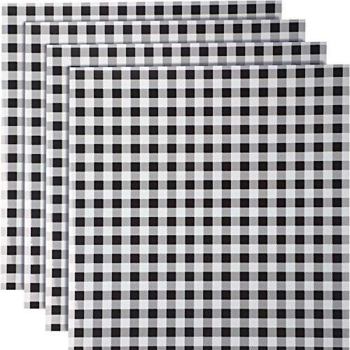Product Cover 2020 New Year Buffalo Plaid Heat Transfer Vinyl 12 x 12 Inch Cloth Fabric Iron-on Buffalo Plaid 4 Sheets for T-Shirts for Valentine's Day，White and Black Plaid