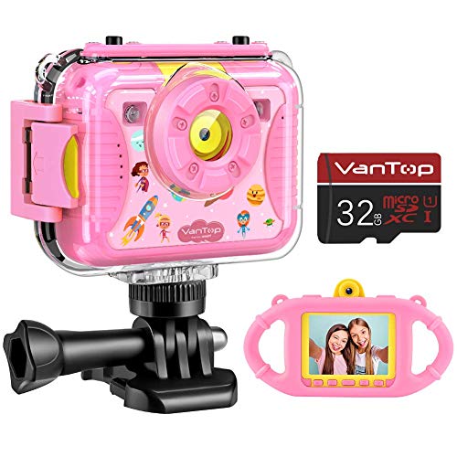 Product Cover VanTop Junior K8 Kids Camera with 32GB Memory Card, Selfie 1080P Supported Waterproof Video Camera w/ 8MP 2.4 Inch Large Screen, Fill Light, Face Recognition, 4 Games, Extra Kid-Proof Silicon Case
