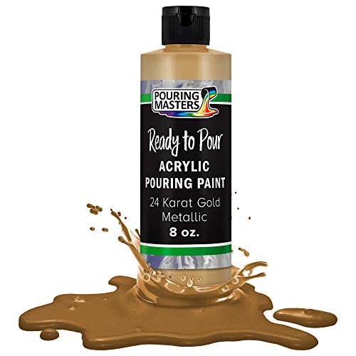 Product Cover Pouring Masters 24 Karat Gold Metallic Acrylic Ready to Pour Pouring Paint - Premium 8-Ounce Pre-Mixed Water-Based - for Canvas, Wood, Paper, Crafts, Tile, Rocks and More