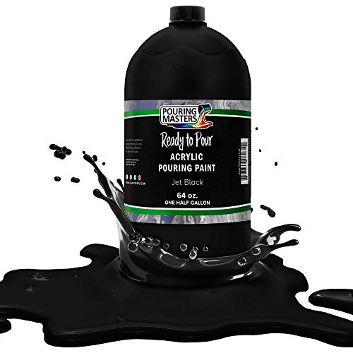 Product Cover Pouring Masters Jet Black Acrylic Ready to Pour Pouring Paint - Premium 64-Ounce Pre-Mixed Water-Based - for Canvas, Wood, Paper, Crafts, Tile, Rocks and More