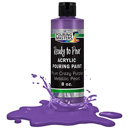 Product Cover Pouring Masters Plum Crazy Purple Metallic Pearl Acrylic Ready to Pour Pouring Paint - Premium 8-Ounce Pre-Mixed Water-Based - for Canvas, Wood, Paper, Crafts, Tile, Rocks and More