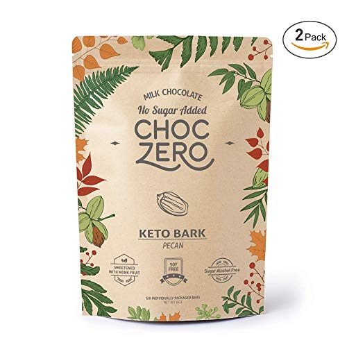Product Cover ChocZero's Keto Bark, Milk Chocolate Pecan, No Added Sugar, Low Carb, No Sugar Alcohols, No Added Sugar, (2 bags, 6 servings each)