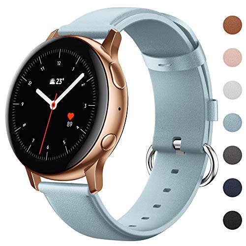 Product Cover EZCO Leather Bands Compatible with Samsung Galaxy Watch Active 2 / Active/Gear Sport/Galaxy Watch 42mm, Soft Classic Genuine Leather Watch Strap Replacement Wristband Accessories Man Women