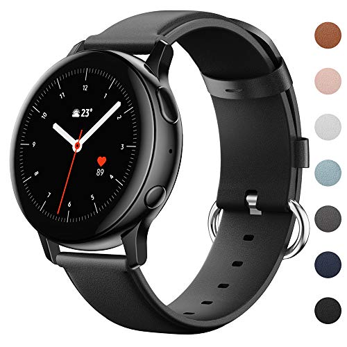 Product Cover EZCO Leather Bands Compatible with Samsung Galaxy Watch Active 2 / Active/Gear Sport/Galaxy Watch 42mm, Soft Classic Genuine Leather Watch Strap Replacement Wristband Accessories Man Women