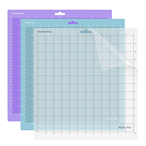 Product Cover REALIKE 12x12 Cutting Mat for Silhouette Cameo 3/2/1 (3 Mats - StandardGrip, LightGrip, StrongGrip), Gridded Adhesive Non-Slip Cut Mat for Crafts, Quilting, Sewing, Scrapbooking and All Arts