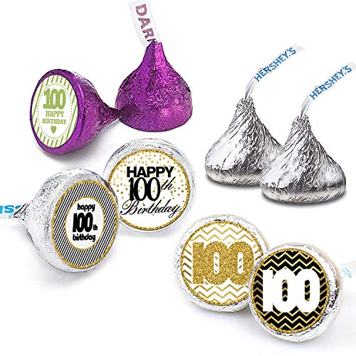 Product Cover Happy 100th Birthday Stickers For 100 Years Old Party Decoration - Birthday Favor Labels -240 Count