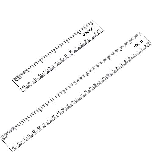 Product Cover 2 Pack Plastic Ruler Straight Ruler Plastic Measuring Tool for Student School Office (Clear, 6 Inch, 12 Inch)