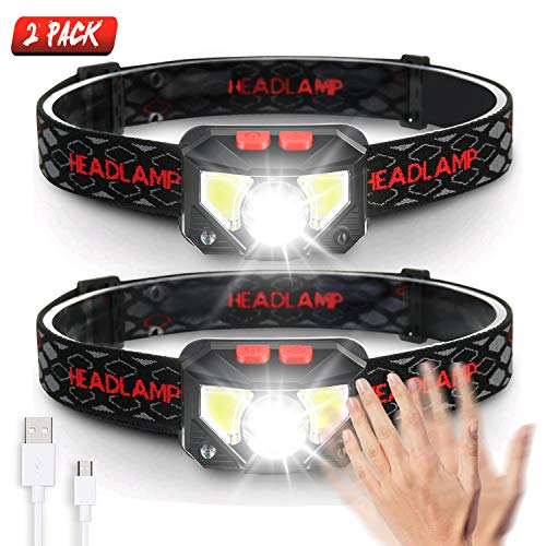 Product Cover SGODDE 2 Pack Headlamp Flashlight, 800 Lumens USB Rechargeable Headlamp Ultra Bright LED Headlight Motion Sensor Head Lamp/8 Modes/Waterproof/Built in Batteries for Outdoors, Running, Camping, Hiking