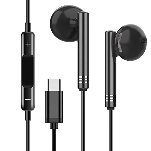 Product Cover USB Type C Earphones HiFi Stereo in Ear Earbuds Noise Cancelling Headphones with Mic & Volume Control Compatible with Google Pixel 3/2/XL, Sony XZ2, OnePlus 6T, MacBook, Xiaomi, for Huawei Mate10