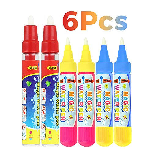 Product Cover wonuu Magic Replacement Water Pen for Aqua Magic Water Doodle Mat Water Doodle Pens for Girls Toddlers Kids Children (Pack of 6)