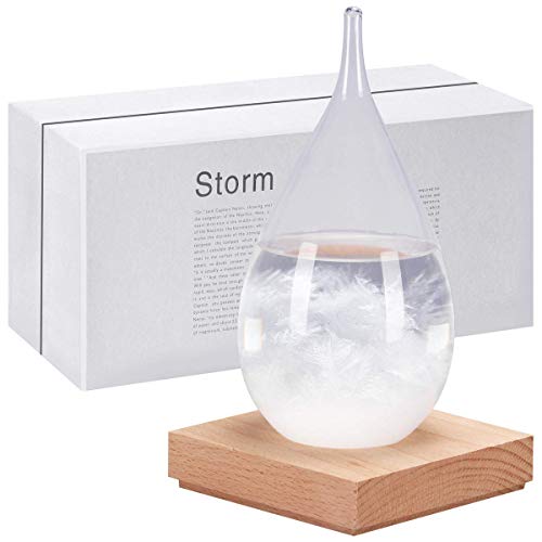 Product Cover Storm Glass Weather Predictor Creative Stylish Weather Station Forecaster Storm Glass Bottles Barometer with Wood Base Desktop Drops Decoration Crafts