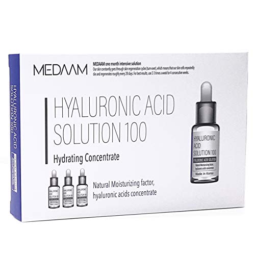 Product Cover [MEDAAM] Hyaluronic Acid solution 100 Hydrating Facial Moisturizer Ampoule | Intense Hydration for Dry and Dehydrated Skin, Premium Quality Anti Aging Serum (10ml×3EA)