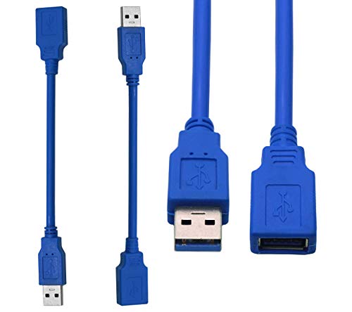 Product Cover SAITECH IT 2 Pack Short Length 15 cm (6 inch) USB 3.0 Extension Cable, USB 3.0 A Male to Female Extender Cable - Blue