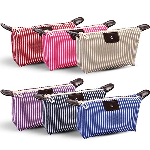 Product Cover Tumenque Makeup Bag Cosmetic Bags for Women Waterproof Toiletry Bag Multifunction Pouch Bag Portable Travel Pouch Stripe Organizer Set 6 Colors