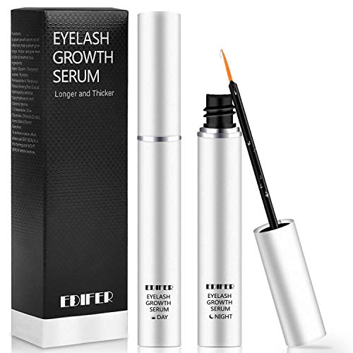 Product Cover EDIFER Eyelash Growth Serum 2PACK, Natural Brow Lash Enhancer on Rapid Lash Boost for Healthier, Longer, Thicker Lashes & Eyebrow Extensions, DAY+ NIGHT Lash Growth Serum (0.17fl.oz X 2pcs /Set)