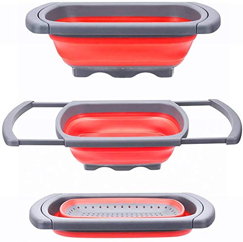 Product Cover EAYIRA Colander Collapsible,Kitchen Strainers with Extendable Handles, Over the Sink Colander, Folding Strainer for Draining Fruit & Pasta & Vegetable (Color May Vary)